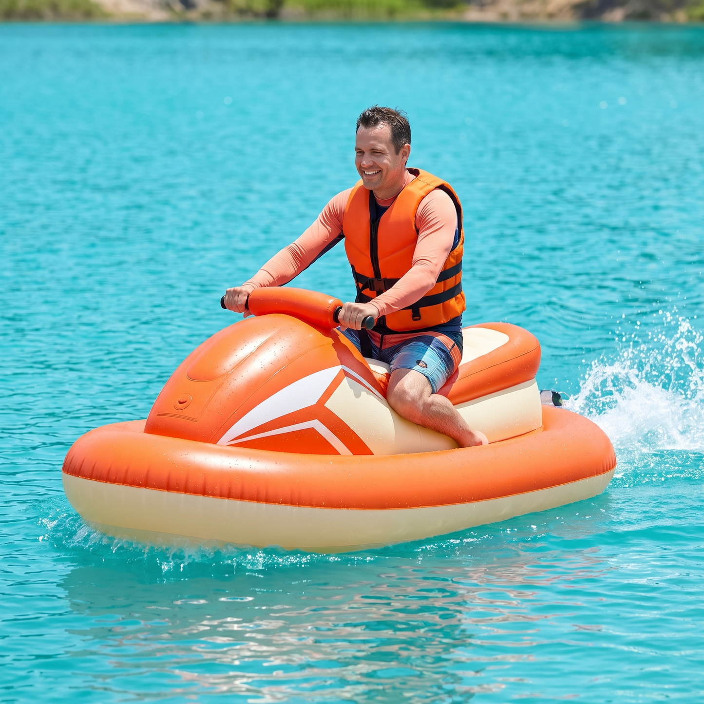 rider on clear blue water